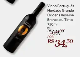 Festval Vinho Português Herdade Grande Origens Reserva Branco ou Tinto oferta