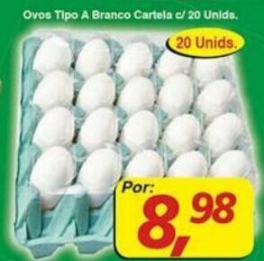 Supermercados Guanabara Ovos Tipo A Branco Cartela c/ 20 unids. oferta