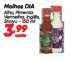 Dia Molhos DIA Alho, Pimenta Vermelha, Inglês, Shoyu oferta