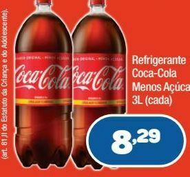 Costazul Supermercados Refrigerante coca-cola menos açúcar 3l oferta