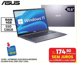 124012 - Notebook Asus124012 - NOTEBOOK ASUS X515KA-BR309WS CELERON DUAL CORE /15,6" CINZA 309ws Celeron