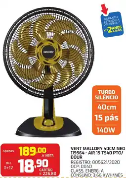 Macavi Vent mallory 40cm neo 119564-air 15 ts40 pto/ dour oferta