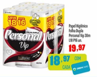 Rede Top Papel Higiénico Folha Dupla Personal Vip 30m L18 P16 un. oferta