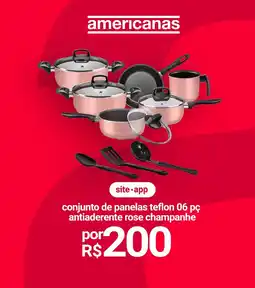 Lojas Americanas conjunto de panelas teflon 06 pç antiaderente rose champanhe oferta