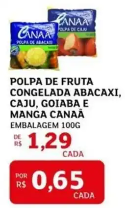 Assaí Atacadista Polpa de fruta congelada abacaxi, caju, goiaba e manga canaa embalagem oferta