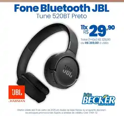 Lojas Becker Fone Bluetooth JBL Tune 520BT Preto oferta