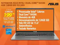 Lojas Cem Notebook Asus intel® dual core™ N4500 4GB 128GB SSD X515KA oferta