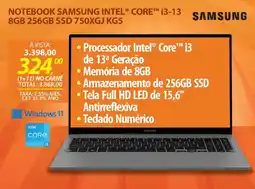 Lojas Cem Notebook samsung intel® core™ i3-13 8GB 256GB SSD 750XGJ KG5 oferta