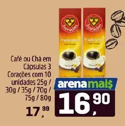 Arena Atacado Café ou Chá em Cápsulas 3 Corações oferta