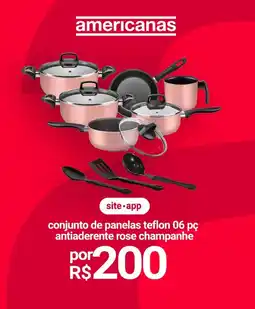 Lojas Americanas conjunto de panelas teflon 06 pç antiaderente rose champanhe oferta