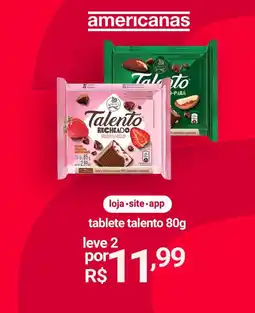 Lojas Americanas tablete talento oferta