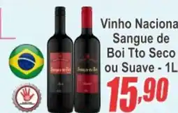 Serrano Supermercado Vinho Nacional Sangue de Boi Tto Seco ou Suave oferta
