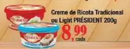 Supermercados Unidos Creme de Ricota Tradicional ou Light PRÉSIDENT oferta