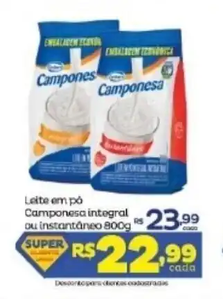 Super Lagoa Leite em po Camponesa integral ou instantaneo 800g oferta