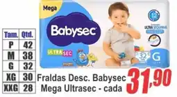 Serrano Supermercado Fraldas Desc. Babysec Mega Ultrasec - cada oferta