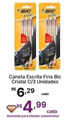 Super Lagoa Caneta Escrita Fina Bic Cristal oferta