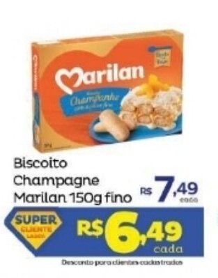 Super Lagoa Biscoito Champagne Marilan 150g fino oferta