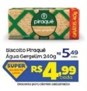 Super Lagoa Biscoito Piraque Agua Gergelim 240g oferta