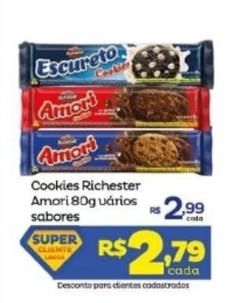 Super Lagoa Cookies Richester Amori 80g varios sabores oferta