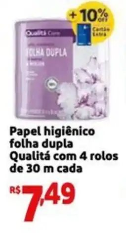 Mini Extra Papel higiênico folha dupla Qualitá com 4 rolos de 30 m cada oferta