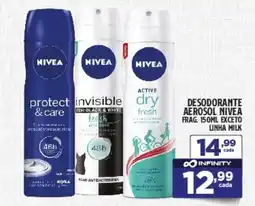 Preço & Cia Desodorante aerosol nivea frag. exceto linha milk oferta