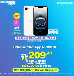 Magalu iPhone 16e Apple 128GB oferta