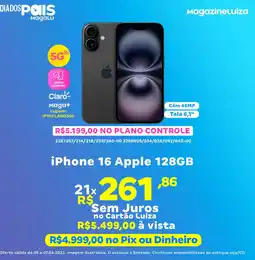 Magalu iPhone 16 Apple 128GB oferta