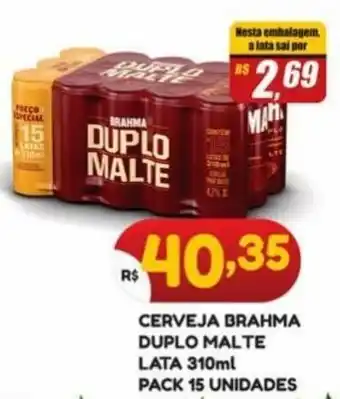 Bramil Supermercados Cerveja Brahma Duplo Malte lata 310ml pack 15 unidades oferta