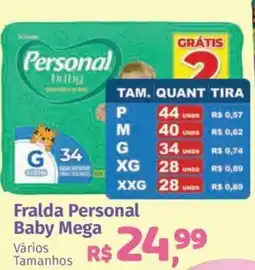 Supermercados Mateus Fralda Personal Baby Mega oferta