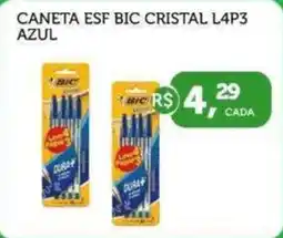 CenterBox Caneta esf bic cristal l4p3 azul oferta
