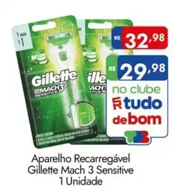 Supermercados Rondon Aparelho Recarregável Gillette Mach 3 Sensitive oferta