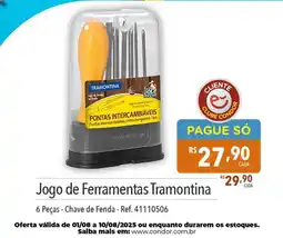 Supermercados Condor Jogo de Ferramentas Tramontina oferta