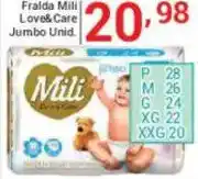 X Supermercados Fralda Mili Love&Care Jumbo Unid oferta
