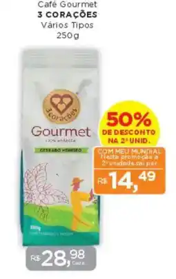 Supermercados Mundial Café Gourmet 3 CORAÇÕES Vários Tipos oferta