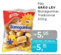 Supermercados Mundial Pão GRÃO LEV Bisnaguinhas Tradicional oferta