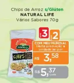 Supermercados Mundial Chips de Arroz s/Glúten NATURAL LIFE Vários Sabores oferta