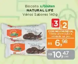 Supermercados Mundial Biscoito s/Glúten NATURAL LIFE Vários Sabores oferta