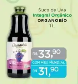 Supermercados Mundial Suco de Uva Integral Orgânico ORGANOBIO oferta