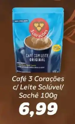 Supermercados Tauste Café 3 Corações c/ Leite Solúvel/ Sachê oferta