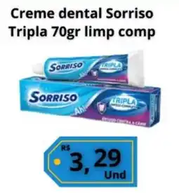 Supermercados Pague Menos Creme dental Sorriso Tripla limp comp oferta