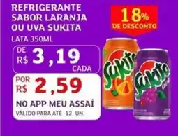Assaí Atacadista Refrigerante sabor laranja ou uva sukita oferta