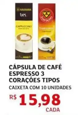 Assaí Atacadista Cápsula de café espresso 3 corações tipos oferta