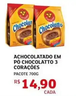 Assaí Atacadista Achocolatado em pó chocolatto 3 corações oferta