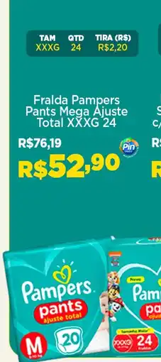 Pinheiro Supermercado Fralda Pampers Pants Mega Ajuste Total XXXG 24 oferta