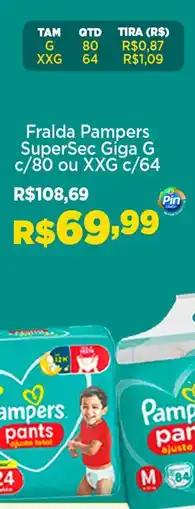 Pinheiro Supermercado Fralda Pampers SuperSec Giga G c/80 ou XXG c/64 oferta