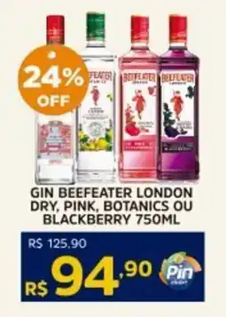 Pinheiro Supermercado Gin beefeater london dry, pink, botanics ou blackberry oferta