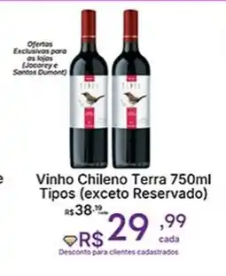 Super Lagoa Vinho Chileno Terra Tipos oferta