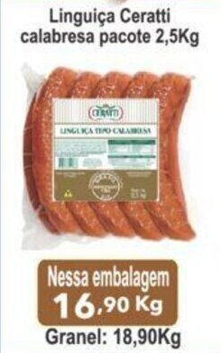 Calvo Atacadista Linguica Ceratti Calabresa pacote 2.5kg oferta