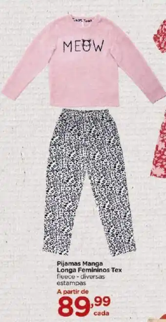 Carrefour Pijamas Manga Longa Femininos Tex oferta