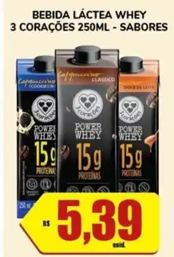 Costa Atacadão Bebida láctea whey 3 corações sabores oferta